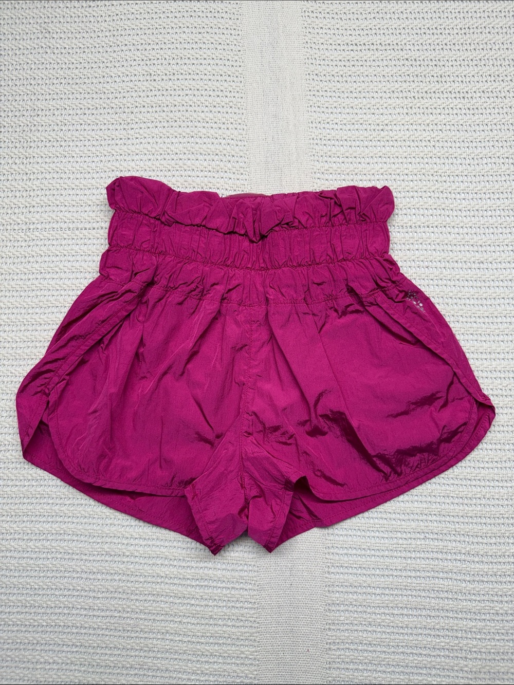Free People High-Waist Paperbag Shorts in Magenta